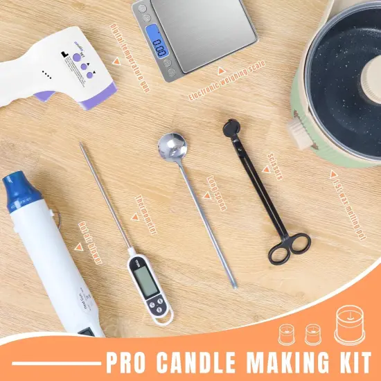 Candle Making Kit with Electronic 3Lbs Melting Pot, Pro DIY Candle Making Supplies Including Heat Gun, Digital Thermometer, Digital Scale, Wick Trimmer for Adults Candle Craft Project {2}