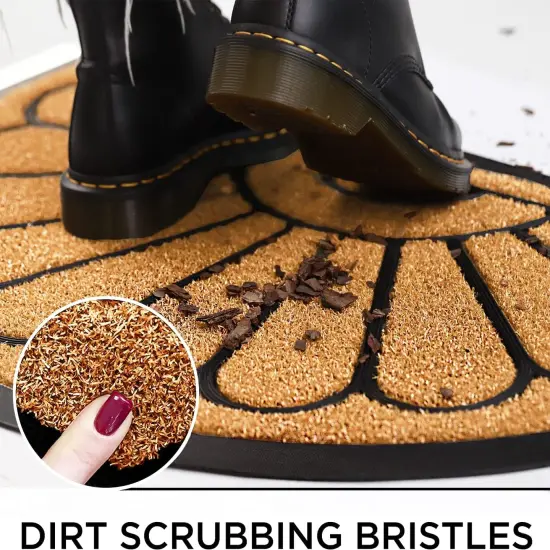 Front Door Mat - Low Pile Front Door Mat Outside Entrance - Muddy Dirt Trapping Welcome Matt Outdoor - Rubber Backing Anti Slip Indoor Doormat Entrance, 30" x 17", Bright Yellow {5}