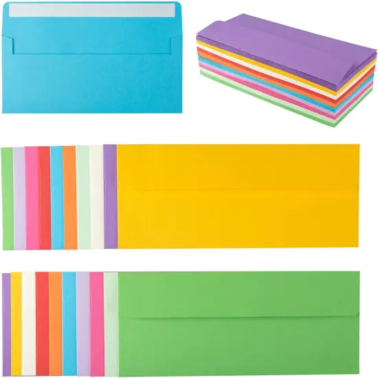 50 Pack Colorful #10 Business Envelopes Self Seal Standard Envelopes for Office Checks, Business, Letter Mailing Invoices, 4.13 x 9.49 Inches {1}