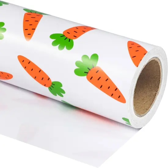 Easter Wrapping Paper Roll - 17 Inch x 33 Feet - Easter Carrots Design for Birthday, Baby Shower, Easter Gift Wrap {3}