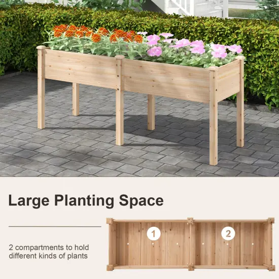 Fir Wood Raised Garden Bed with Large Planting Space and Good Drainage Holes Natural {6}