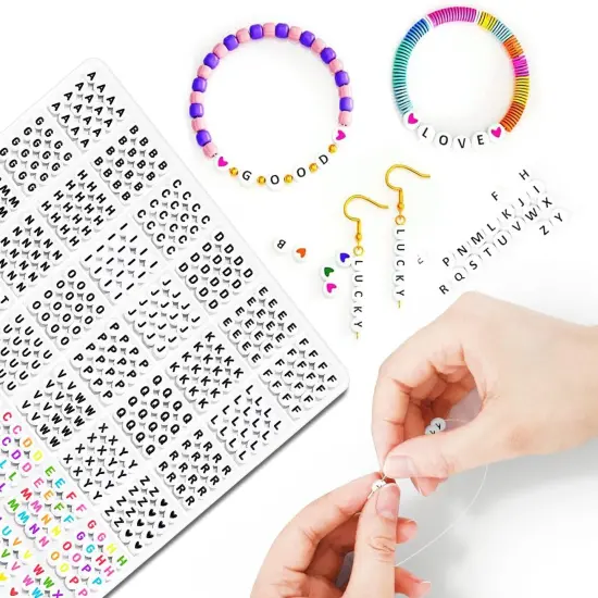 2080PCS Letter Beads,3 Colors A-Z Alphabet Beads for Jewelry Making Friendship Bracelets,White Gold Colorful Round Alphabet Beads {5}