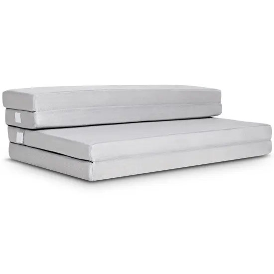 Grey 3-in-1 Folding Mattress with High-Density Foam and Portable Design {1}