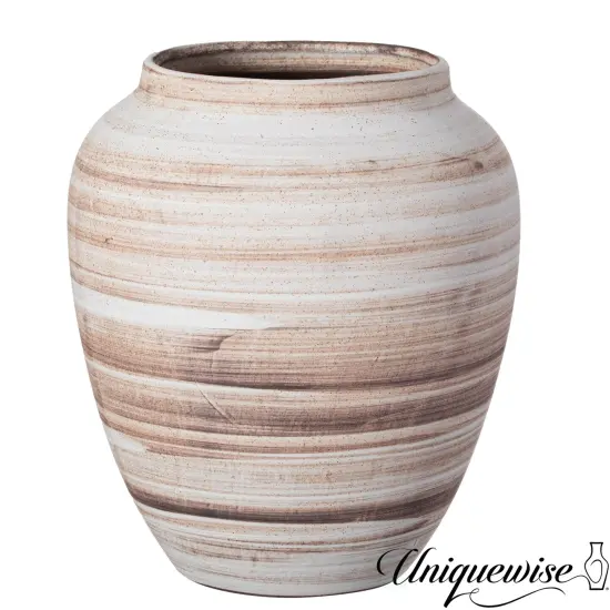 Uniquewise 8-inch Modern Farmhouse Round Wide Mouth Ceramic Vase Boho Decorative Pottery for Home Shelf Mantel Entryway Living Room & Coffee Table Decor Perfect for Pampas Grass Stems & Fresh Flowers {1}