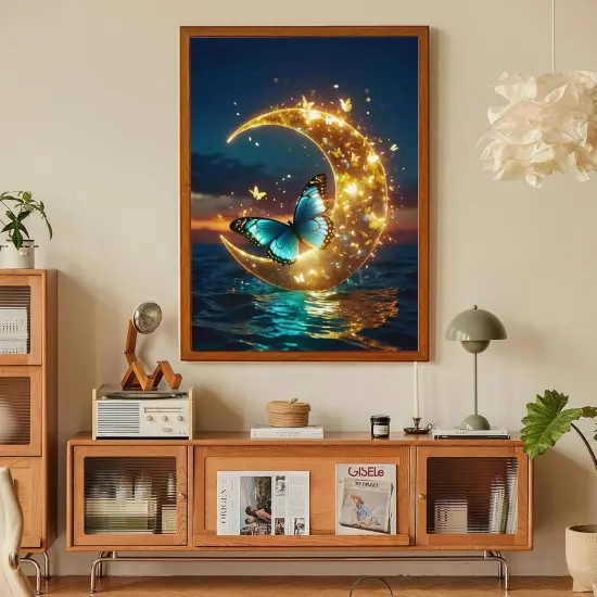 Butterfly Diamond Art Kits for Adults, Moon Diamond Painting Kits for Adults Beginners, DIY 5D Moon Diamond Painting with Round Gem Art Kits for Gift Home Wall Decor 12x16 Inch {3}
