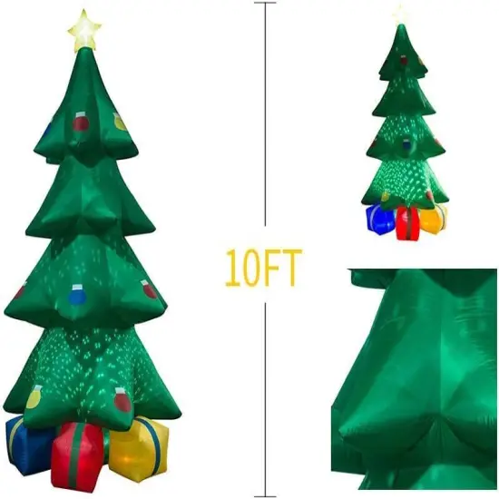 10Feet Inflatable Christmas Tree Decoration Outdoor Indoor Christmas Tree Blow up Decoration Christmas Party Gifts for Children Yard Outdoor Inflatable Tree Cute Display with LED Lights {3}