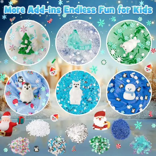 6 Packs Snow Slime Kit - Butter, Clear, Water, Cloud Slimes, Fluffy Slime Making Kit for Kids with Cute Charms & Add-ins, Blue Kids Slimes Kits for Girls & Boys Birthday Christmas Easter Gifts {2}