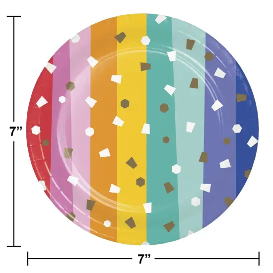 96 pc Bulk Birthday Confetti 6.75 Inch Dessert Plate {2}