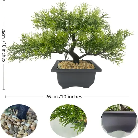Artificial Bonsai Tree Small Realistic Fake Plant in Pot for Indoor Home Office Desk Decor, Low-Maintenance Tabletop and Bookshelf Decoration {2}