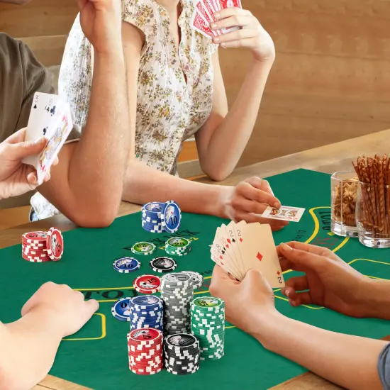 300 Poker Chip Set with Lockable Aluminum Case and Poker Felt Cards Dealer Button {3}