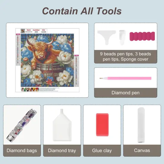 Cow Diamond Painting Kits for Adults, 5D DIY Diamond Art Kits for Beginners, Full Drill Diamond Painting Kits for Home Wall Decor, 12x12 Inch {4}