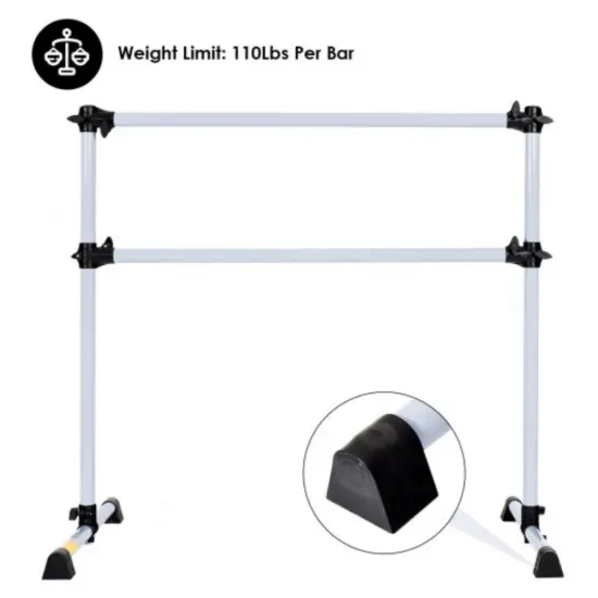 Adjustable Ballet Barre with Portable Design and Anti-Slip Feet Silver {3}