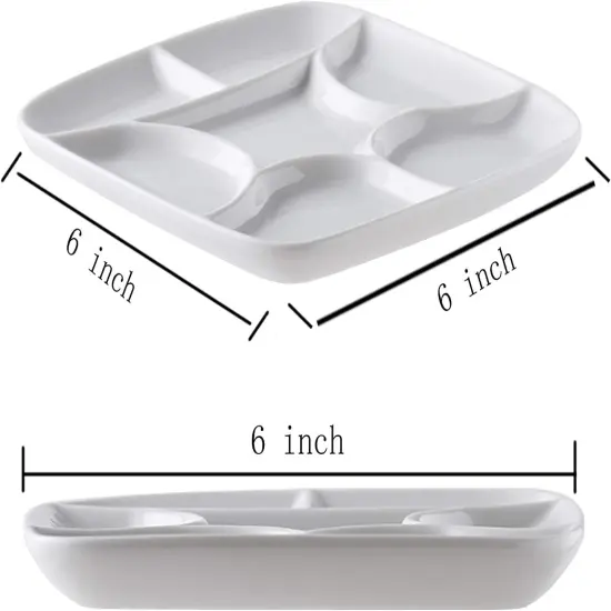 7-Well Square White Ceramic Artist Paint Palette Glazed Watercolor Painting Mixing Ceramic Porcelain Palette Oil Painting 5.7" Diameter {2}