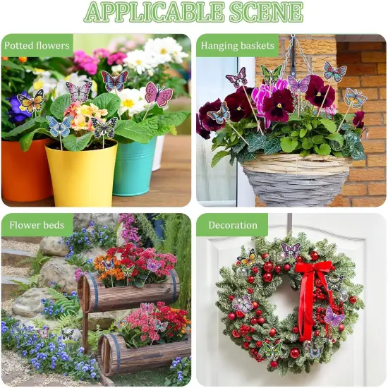 12 PCS Butterfly Diamond Art Kits, Butterfly Diamond Painting Kits, Butterfly Art Craft Supplies, Mini Diamond Art Kits for Adults, Diamond Art Butterfly for Garden Decor {4}