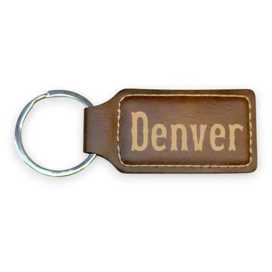 Keychain - Rectangle - Denver - Leather Rustic/Gold {4}
