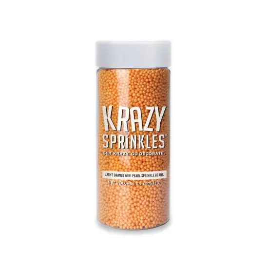 Krazy Sprinkles - Light Orange Pearl Mini Beads (1/2 Cup, 1x Jar) for Cakes, Ice Cream & Cookies {4}