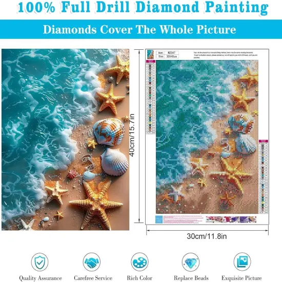 2 Pack Diamond Painting Kits for Adults, 5D DIY Beach Diamond Art Kits for Adults Full Drill Round Paint Diamond Dots Gems Art Crafts Painting Kits for Home Wall Decor 12x16Inch {3}