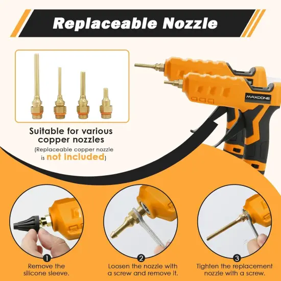 Cordless Hot Glue Gun 100W 20V Battery Handheld Wireless Power Glue Gun Full Size with 12pcs Glue Sticks(0.43")(11mm) for Art DIY Craft Home Repair School(Battery Not Included) {2}