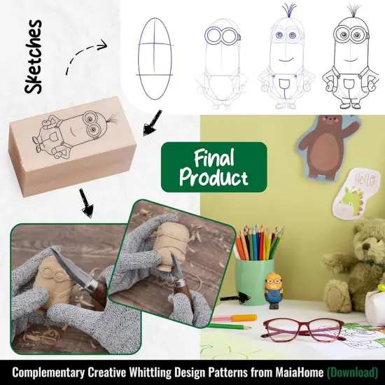 Wood Whittling Kit Includes 8-Basswood Carving Blocks Set, 3PCs Whittling Knife - Wood Carving Kit with Tools and Carving Knifes for Kids Beginners {5}