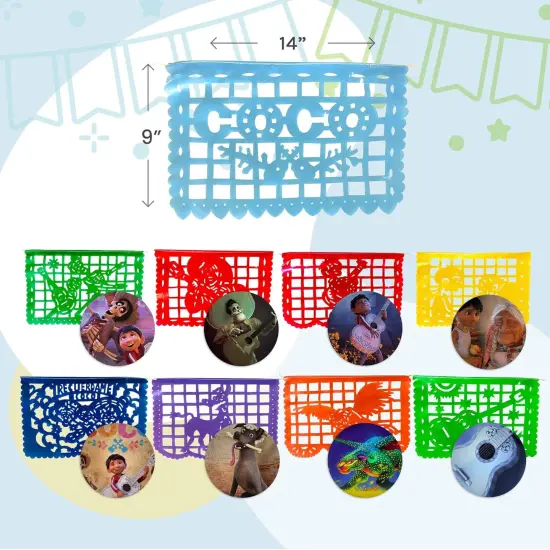 Coco Mexican Party Banners (30-ft; Plastic) | Mexican Papel Picado with Disney Coco Characters and Scenes | Fiesta Party Decorations for Cinco de Mayo, Birthdays, Holidays (2x15ft) {3}