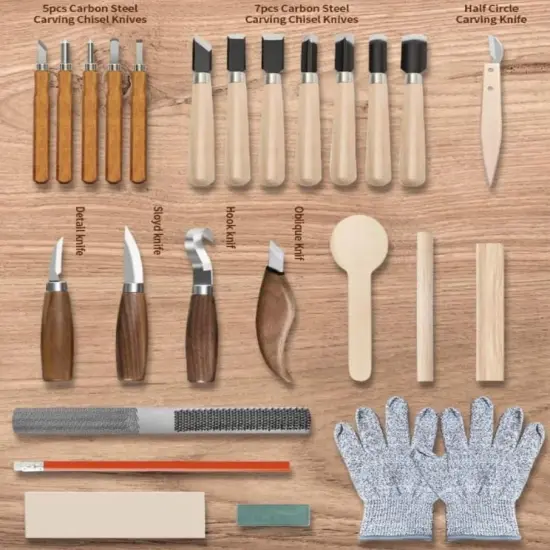 Wood Carving Tools, Complete Wood Carving Kit with Whittling Knives, Quality Blades, Ergonomic Handles, Compact Organizer, Protective Sheath, Wooden Blocks, Safe & Durable {2}