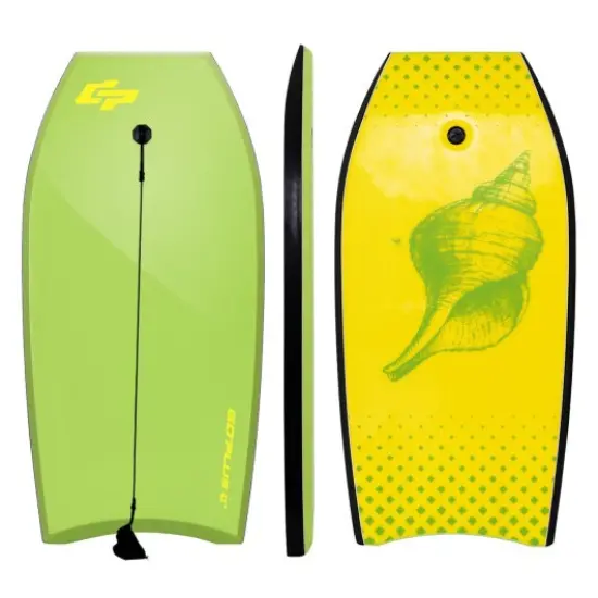 42" Lightweight Super Bodyboard Surfing W/Leash IXPE Deck EPS Core Boarding Green & Yellow {5}