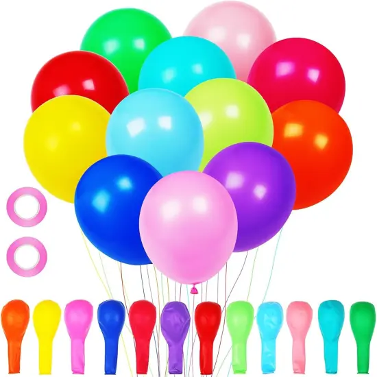 105pcs Colorful Balloons 12inch Rainbow Latex Balloons for Boys Girls Birthday Baby Shower Gender Reveal Wedding Decorations {1}