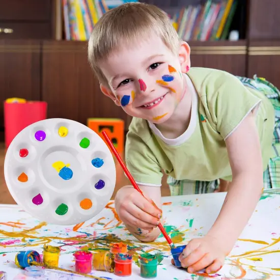 Paint Tray Palettes, 32 Pack Plastic Paint Pallets, Painting Tray Palette, Round Paint Holder Tray, DIY Craft, Art Painting, Classes, Play Party {5}