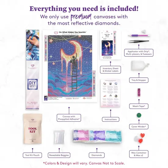 Paint The Moon Diamond Painting Kit, 5D Square Diamond Art Activities for Adults and All Ages, 13" x 18" (33 x 46 cm) {4}