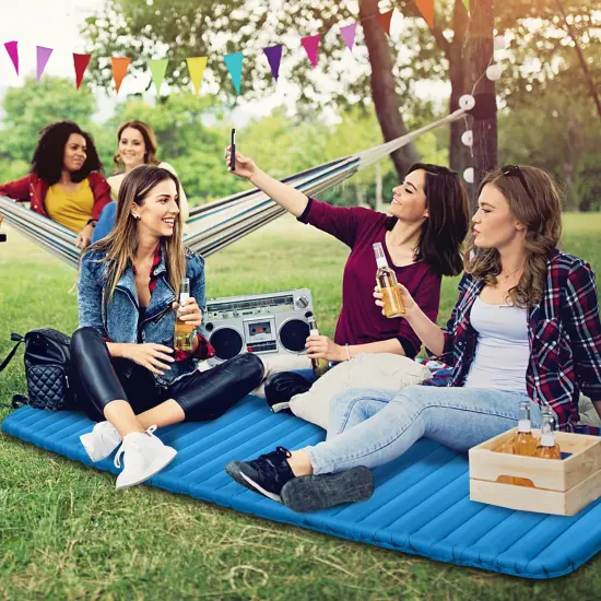 Inflatable Camping Sleeping Pad, Portable and Comfortable Blue {2}