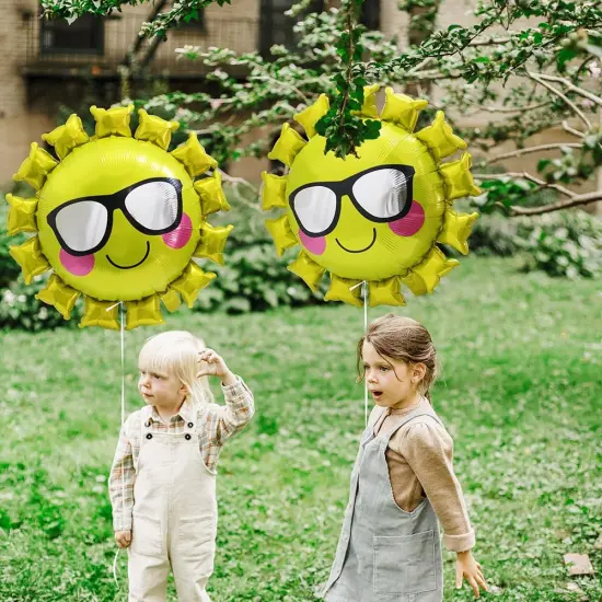 Jumbo Cool Smile Face Sun With Sunglasses Balloons, Unique Gold Sunshine Cute Sun Helium Mylar Balloon For Summer Theme Party {2}