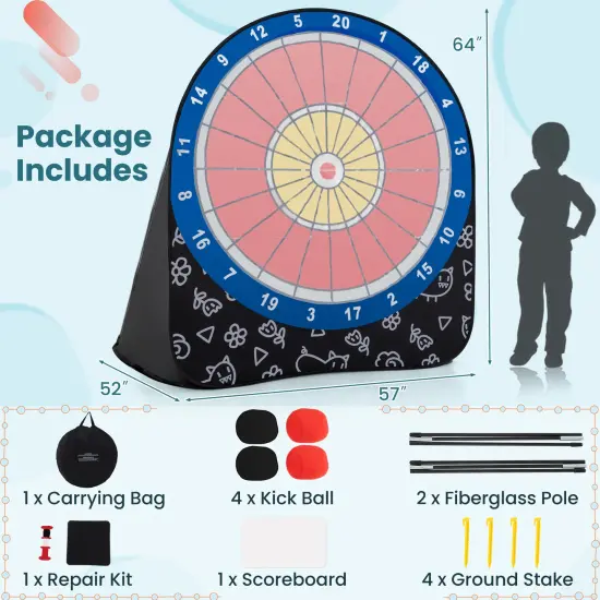 Portable Giant Kick Dartboard Soccer Game Includes Sticky Balls and Carry Bag for Kids and Adults Black {5}
