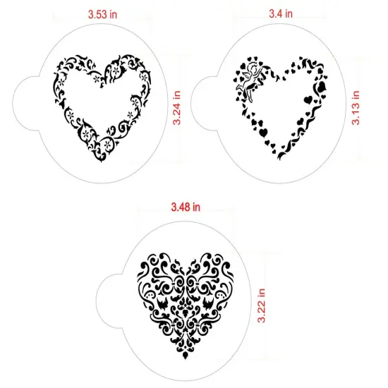 Swirl Valentine Heart Cookie Stencils | C202 by Designer Stencils | Cookie Decorating Tools | Baking Stencils for Royal Icing, Airbrush, Dusting Powder | Reusable Plastic Food Grade Stencil for Cookies | Easy to Use & Clean Cookie Stencil {2}
