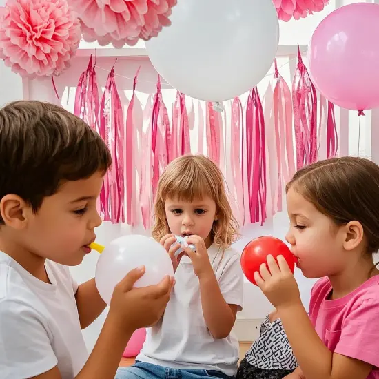 Hot Pink Tassel Garland,Tissue Tassel Banner for Bachelorette Baby Showe Girl Barbie Party Decorations,Pack of 15 {3}