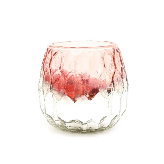Honeycomb Ruby Lustre Glass Votive Candle Holder &ndash; Elegant Candle Stand for Warm Ambiance - 3.5 X 3.5 X 3.2" {2}