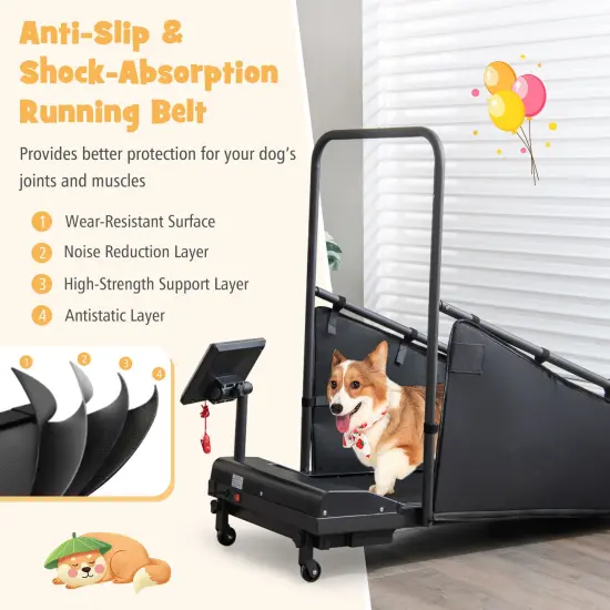 Black Metal Dog Treadmill with LCD Display, Remote Control and Safety Features {6}
