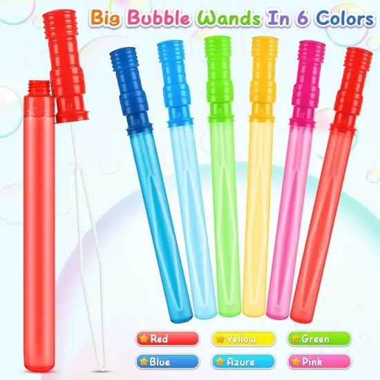 24 Pack 14.6&rdquo; Big Bubble Wands in 6 Colors, Bulk Party Favors for Kids, Ideal for Easter, Summer, Halloween, Valentine, School Classroom Prizes for Boys & Girls, Ideal Goodies Bags Stuffers {3}