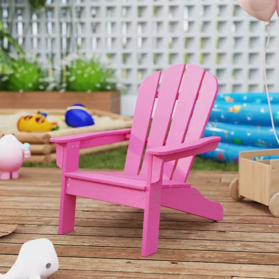 HDPE Kid's Adirondack Chair with High Backrest and Armrests Perfect Use for All Seasons Pink {1}