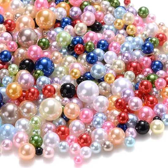 1000PCS No Hole Pearls, 3-8MM Mix Colors Round Beads for Crafts No Hole, Faux Pearls Beads for Nail Face Art,Vase Fillers,Table Scatter,Birthday Party Decoration {1}