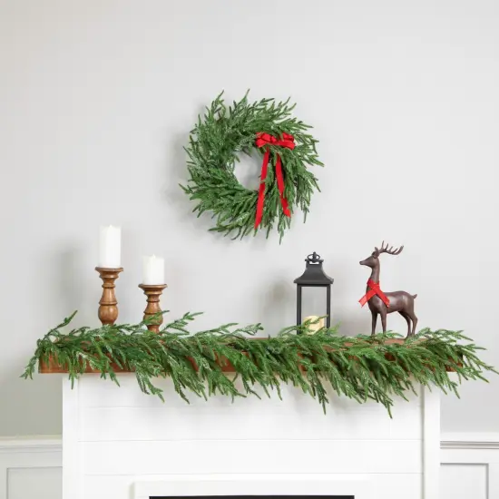 Northlight Frosted Norfolk Pine Artificial Christmas Garland - 5' - Unlit Green {4}