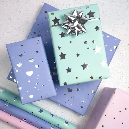 Mini Short Small Wrapping Paper Roll with Cut Lines on Reverse (17" X 120" Per Roll) {5}