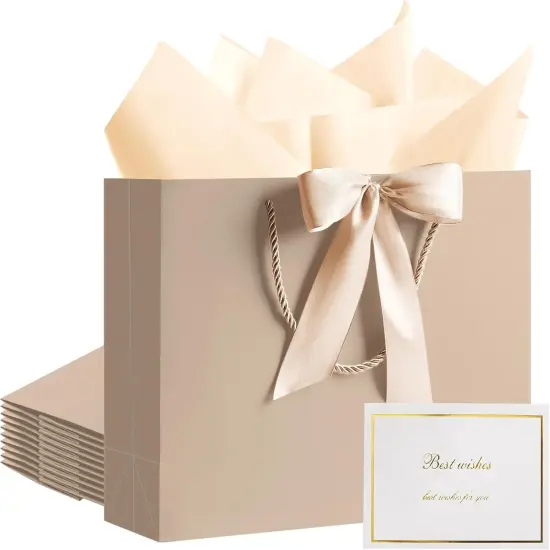 12.6" Gift Bags Bulk, 10 Pcs Gift Bags with 20 Tissue Paper 10 Greeting Cards {1}