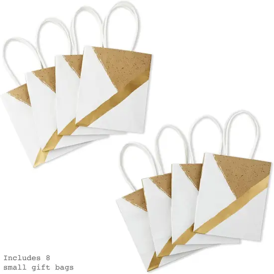 6" Small Paper Gift Bags, 8-Pack (White and Kraft) for Birthdays {5}