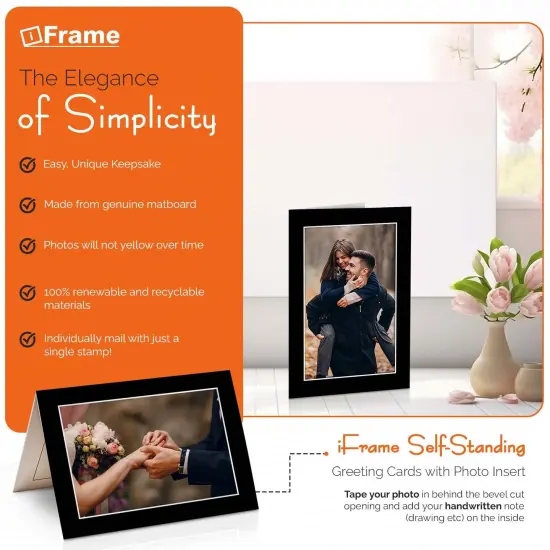 iFrame Self-Standing Greeting Card With Insert picture Frame | Genuine Matboard Cards And Envelopes | Hold 4 x 6 Inch Photo | Customizable For Holiday, Thank You Cards And Graduation Card (Pack Of 15) {3}