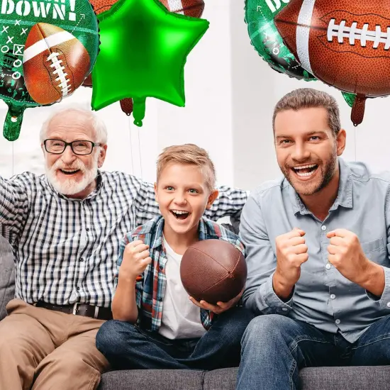 6 Pieces Football Balloons Set Football Shape Star Foil Balloons for Party Supplies Game Day Birthday Decorations {5}