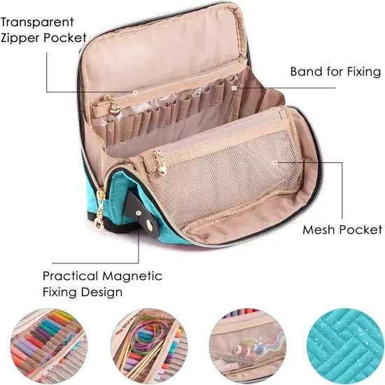 Crochet Hook Case with 14 Size Crochet Hooks Set 2mm(B)-10mm(N) Ergonomic Crochet Hooks with Crochet Case Stand Up - Crochet Hook Organize for Crochet Lovers, Crochet Kit for Beginners {3}