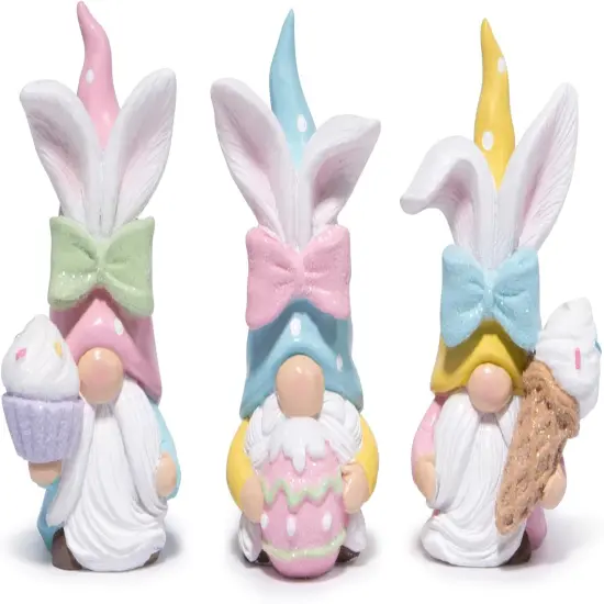 Easter Bunny Gnomes Decorations Easter Bunny Table Centerpiece Gifts Set of 3 Nordic Swedish Nisse Scandinavian Tomte Elf Dwarf Indoor Home Decor {1}