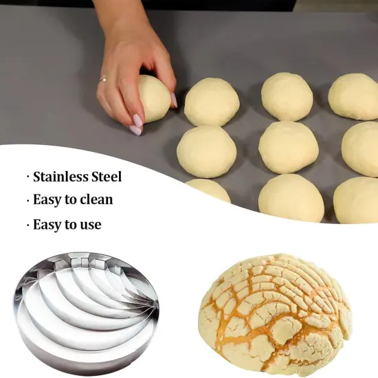 Concha Cutter Mexican Bread Mold 4.1in with 5 Sizes Pig Cookie Cutter Stainless Steel Concha Stamp Two Sided Mold for Baking Cookies, Cortador De Conchas De Pan Mexicano {3}