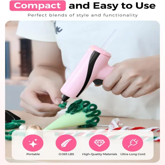 Hot Glue Gun, Fast Preheating Hot Melt Glue Gun, Anti-Drip Nozzle, Stand-Up Magnetic Mini Glue Gun Kit for Crafts School DIY Arts Home Quick Repairs {3}