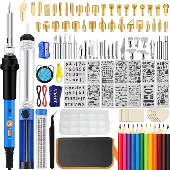 116pcs Wood Burning Kit, Professional Wood Burning Tool with Soldering, DIY Creative Tools Adjustable Temperature 220~480℃ Wood Burner Soldering Pen for Embossing/Carving/Soldering & Pyrography {1}